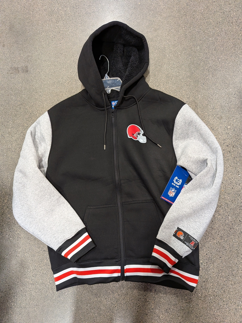 NFL Cleveland Browns Black & Gray Sherpa-Lined Full-Zip Hoodie Jacket